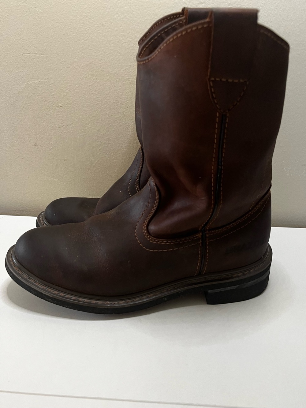 Brazos Leather Work Boots Mens Size 7.5 Dark Brown